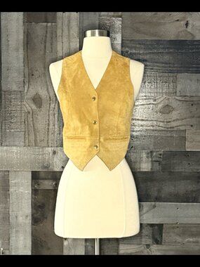 KC Collections tan leather vest small western southwester coastal cowgirl boho